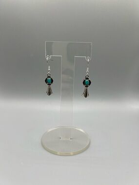 Sterling-Style Turquoise Drop Earrings - Handmade E0285C